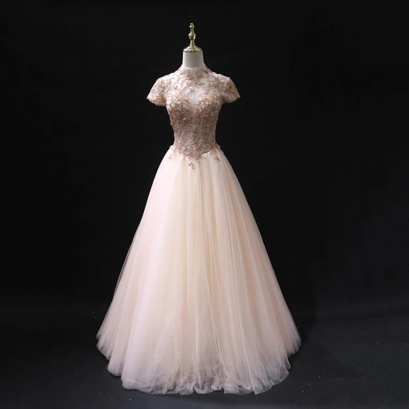 Elegant Lace Evening Gown With Cap Sleeves on Luulla