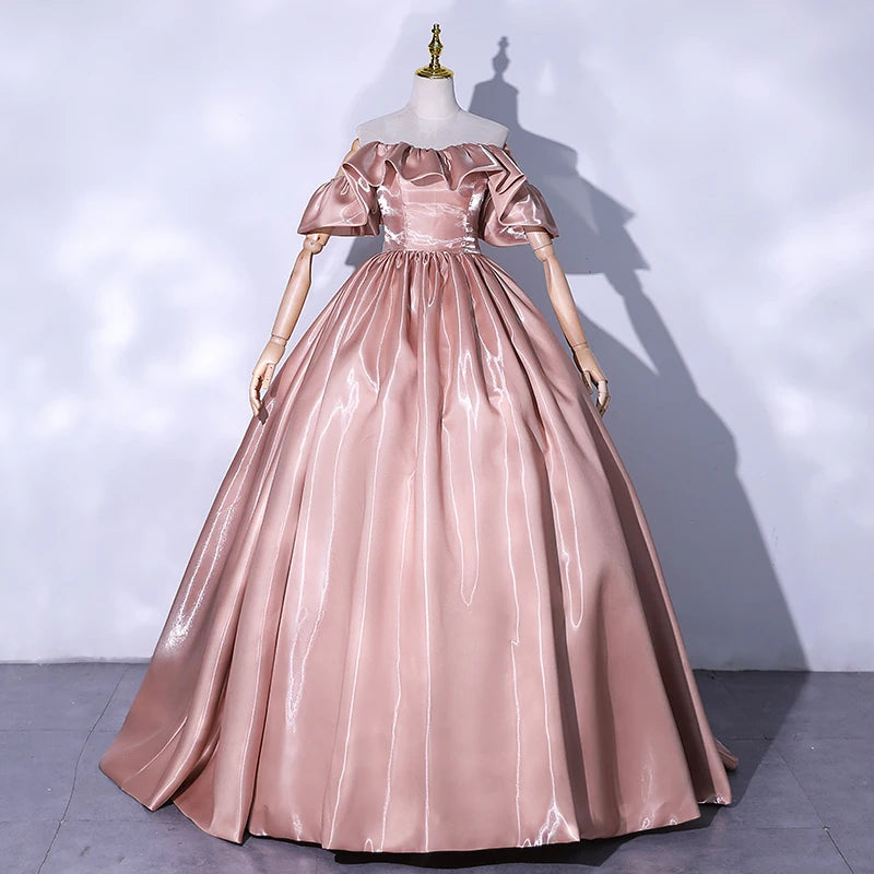OKBBN Lace up Long Satin Ball Dress