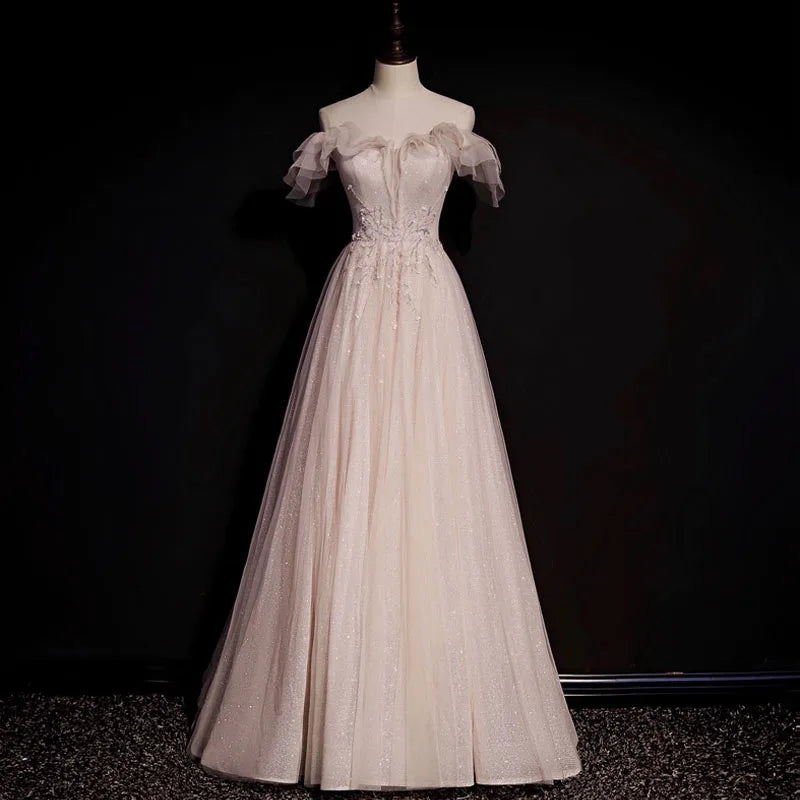 Embellished Tulle Modest Evening Gown