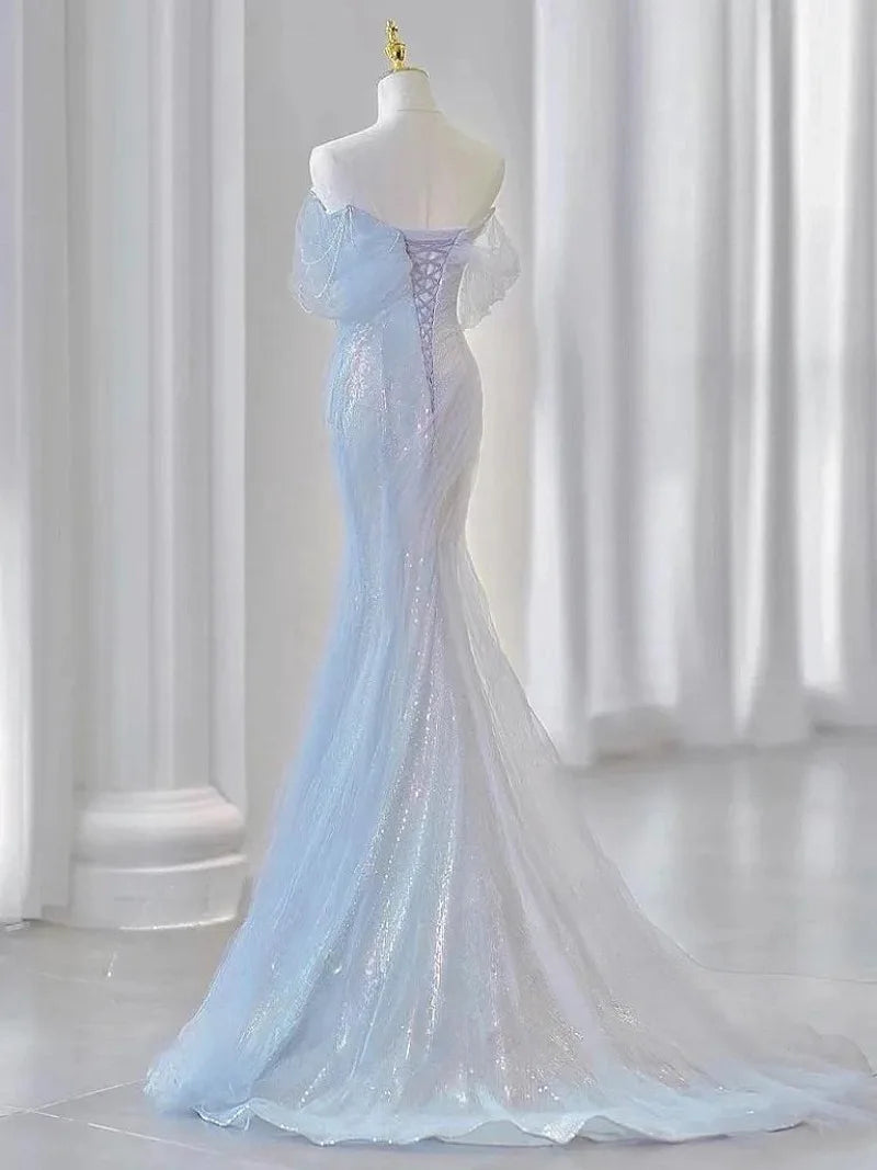 Sparkling Lace Gown With Sheer Detailing Train on Luulla