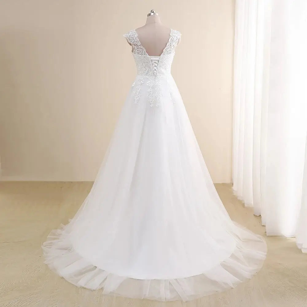 Cape Sleeves A-line Lace Gown main image 1