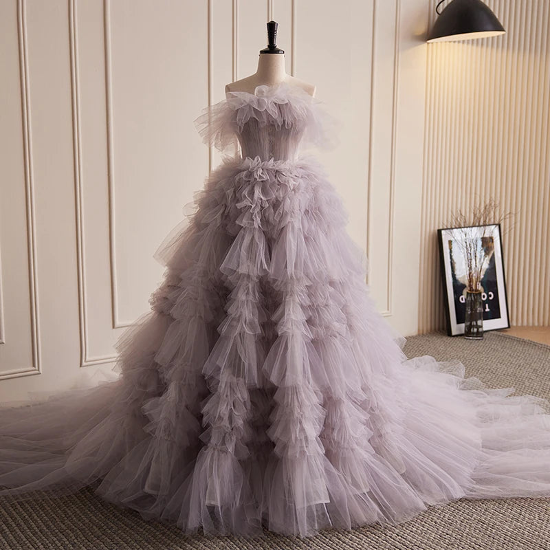 Elysian Tiered Ruffle Tulle Gown main image 1