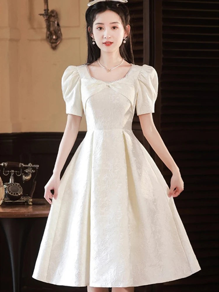 Vintage Puff Sleeve A-line Wedding Dress on Luulla