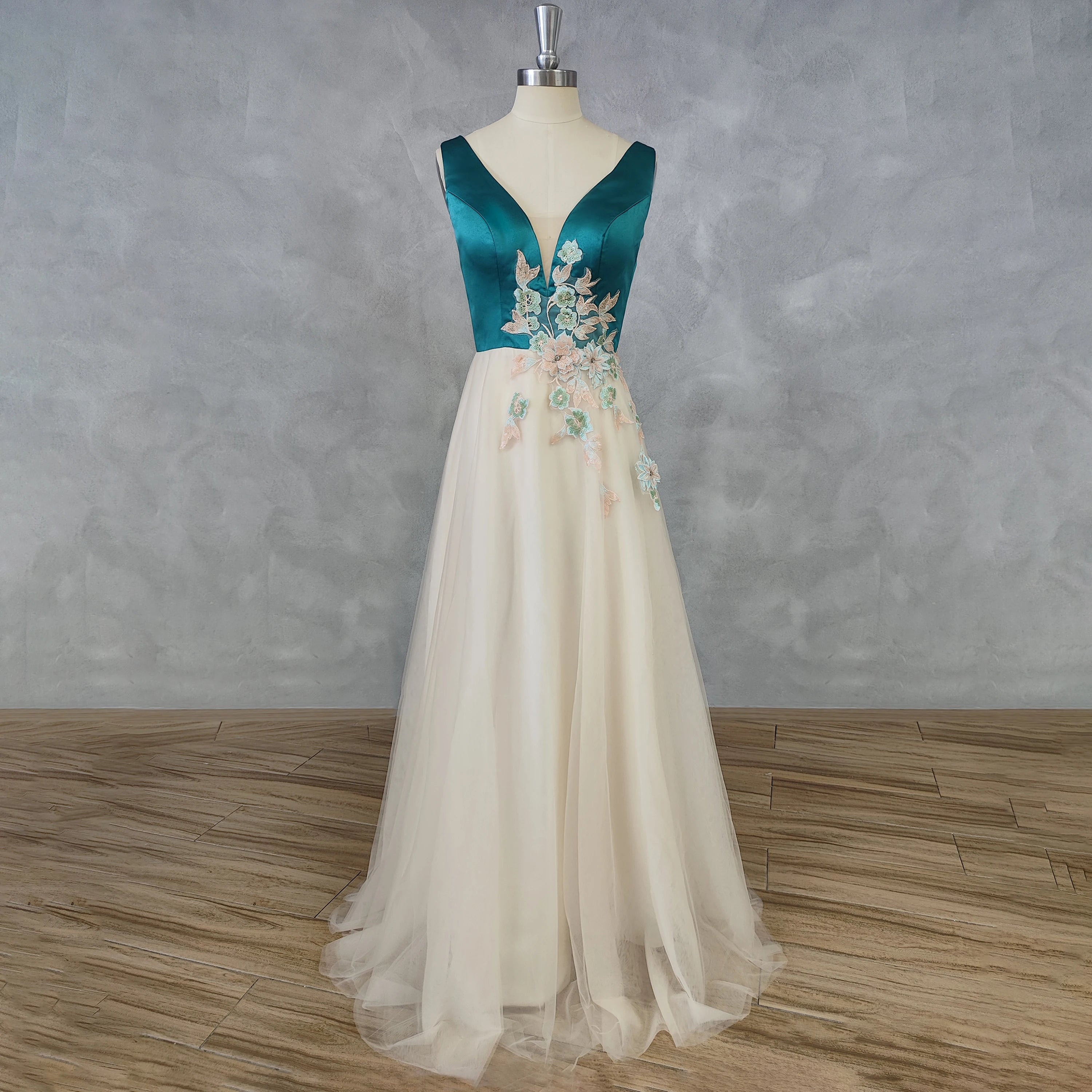 Graceful Heavy Embroidered Teal Glam Chiffon Dress for Formal & Party Wear
